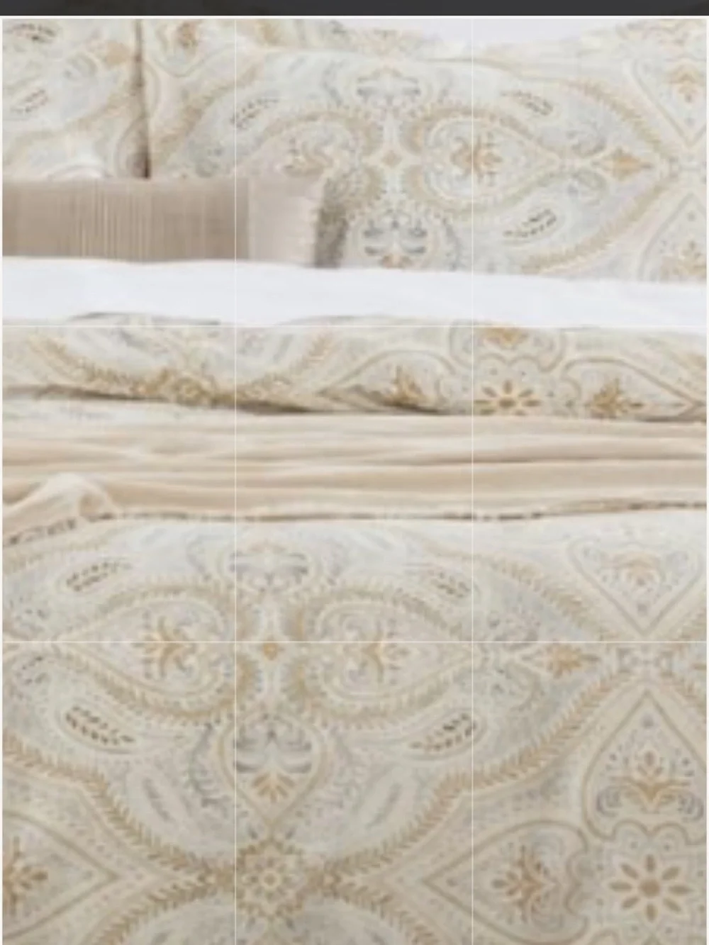 Gold & Gray Print 100% Cotton 3Pc Duvet Set - CALIFORNIA KING